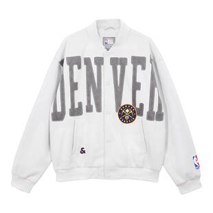 杰克琼斯outlets冬款NBA联名掘金队运动棒球领宽松夹克外套男装