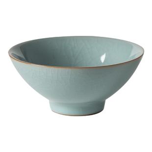 龙泉青瓷斗笠碗哥窑冰裂米饭碗高温陶瓷碗单个中式家用粥碗5寸碗