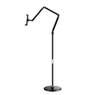 1.75米落地式铝合金悬臂手机平板专用支架床头躺床上追剧多功能俯拍直播拍摄架子加重底座金属架25cm加大拉夹