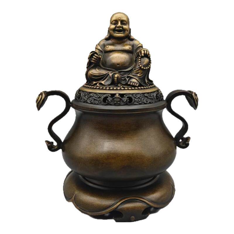 陈巧生带座佛钮如意耳熏炉铜香炉
