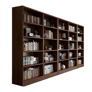 全实木家用书架胡桃木色整墙一体落地置物架靠墙客厅储物组合书柜