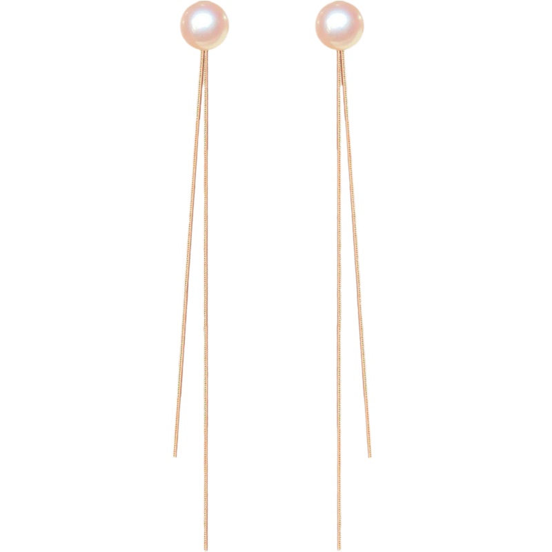 超仙气质天然珍珠包金长款耳环纯银耳饰高级感耳线流苏蚊香盘耳夹