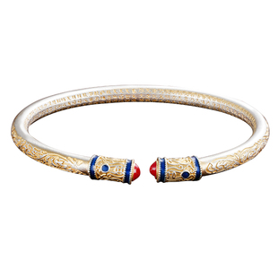 吉言银手镯女款9999纯银2025新款珐琅彩国风足银镯子新年礼物老婆