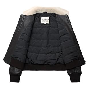 MCS女装源自万宝路秋冬季新款山羊皮G1飞行员夹克宽松羽绒女皮衣