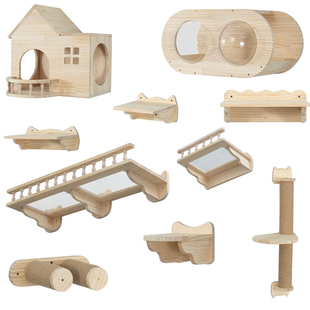 猫奴猫咪壁挂式实木爬架墙壁空中走廊猫墙太空舱猫窝不占地通天柱