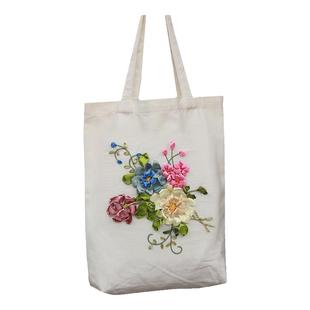 指间鲁绣手工帆布包丝带绣diy材料包刺绣包包单肩手提立体绣花包