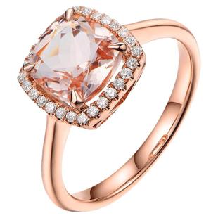 米莱珠宝 8克拉天然彩宝摩根石戒指18K金镶钻石钻戒定制首饰