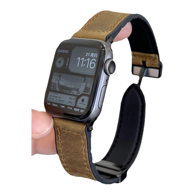 适用iwatch贴皮磁吸扣复古表带