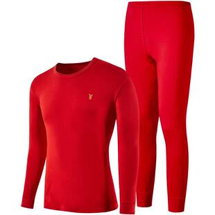 花花公子本命年保暖内衣套装男士大红色结婚情侣纯棉秋衣裤秋裤女