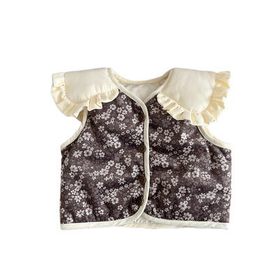 碎花夹棉马甲工厂直销小香风冬季