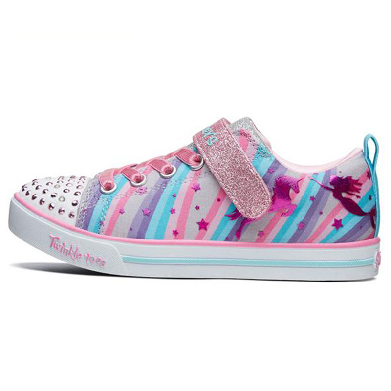 Skechers/斯凯奇正品秋季女大童闪钻鞋 彩色星星可爱帆布鞋休闲鞋