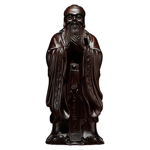 黑檀实木质雕刻孔子雕像摆件孔子佛像家居装饰品孔夫子教师节礼物