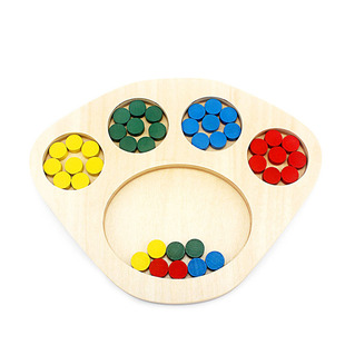蒙氏教具木制认知颜色分类棋盘儿童早教益智玩具幼儿学习教育礼物