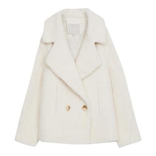 MEDECOO/墨蒂珂2024冬新款女装短款圈圈毛外套羊毛大衣MID20105