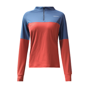 雪丘岛户外新款修身弹力快干休闲拼色立领长袖运动徒步速干衣女款