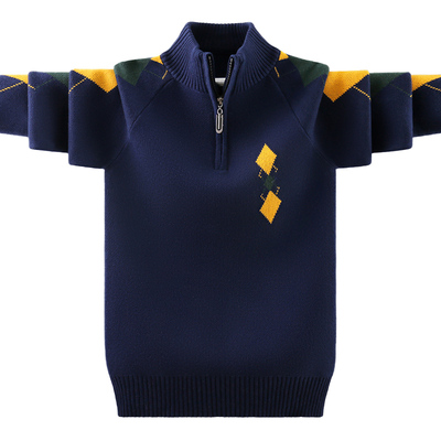 儿童毛衣爆款男孩加绒冬针织衫