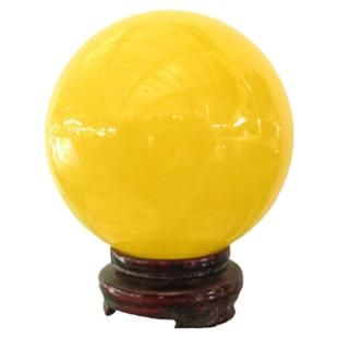 包邮天然冰洲石萤石球夜明珠原石黄色夜光发光球家居客厅玄关摆件