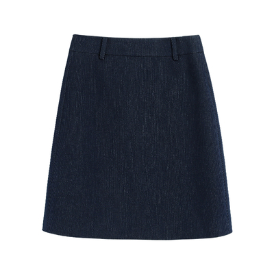 藏蓝色短裙气质显瘦高腰半身裙女