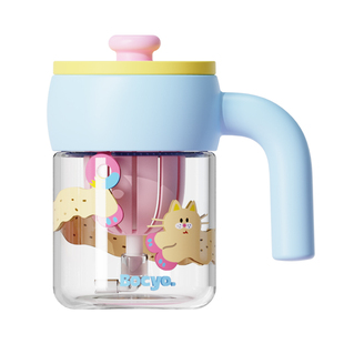 bocyo水杯女可爱办公室泡茶杯新款tritan茶水分离小狗带吸管杯子