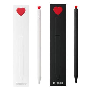 KACO FIRST初心中性笔旋转出芯创意签字笔红色小爱心礼品盒装含黑笔芯2支ins黑白简洁少女风爱心爱意遇见水笔