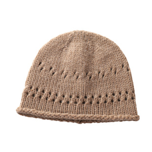 芝士商店~驼色卷边毛线帽女2026新款秋冬针织帽子显脸小保暖冷帽