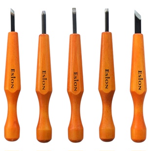 日本进口ESION雕刻刀木刻刀角刀圆刀斜刀平刀单支橡皮章刻刀版画刀工具版画刻刀 手工木工套装木头创作刻刀笔