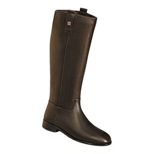Nine West/玖熙低跟防滑骑士长靴女侧拉链直筒职场百搭软皮高筒靴