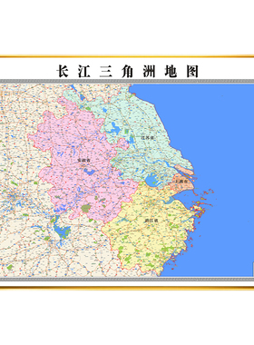 新版长江三角洲地图办公室装饰画