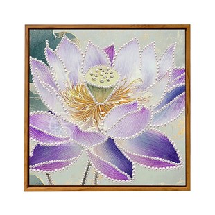 新中式高颜值牡丹珍珠画diy手工材料包荷花非遗宋锦装饰画中古风