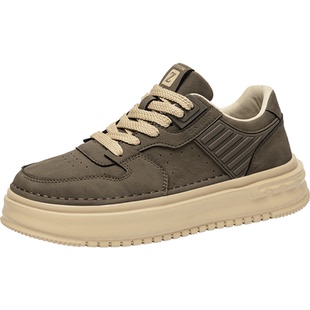 男鞋冬季潮牌高级感百搭板鞋男士休闲皮鞋厚底增高防水防滑运动鞋