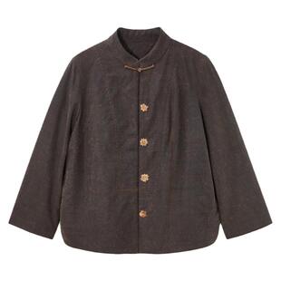 布小匠原创设计柞蚕丝香云纱夹棉短款外套秋冬改良新中式国风棉服