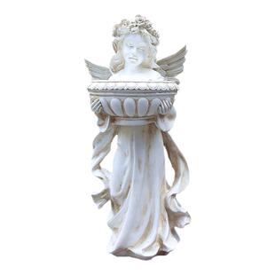 欧式爱丽丝天使花盆摆件复古托盘户外花园庭院树脂雕塑装饰花器