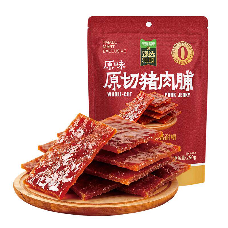 猫超臻选原切猪肉脯250g自然派手撕猪肉干靖江特产高蛋白休闲零食