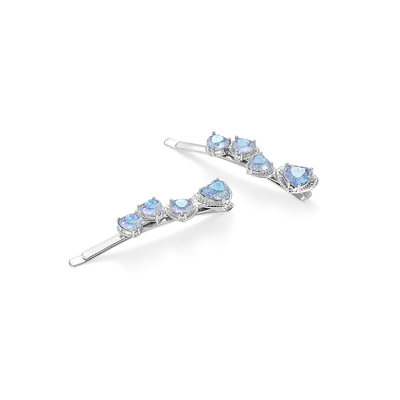 shes茜子璀璨爱心贴片石边夹一对