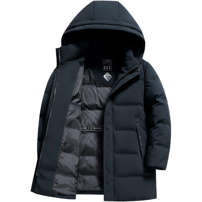 雪中飞连帽加厚保暖中长款羽绒服