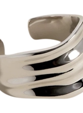 流体褶皱开口戒指可调节食指戒尾