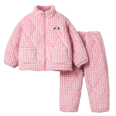 女童三层夹棉睡衣秋冬季家居服