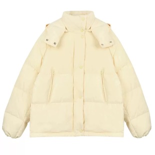 泡沫蓬松90白鸭绒羽绒服女短款冬季新款加厚保暖小个女面包服外套