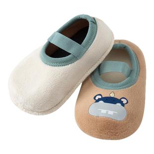 婴儿鞋子冬季毛毛鞋袜棉鞋步室内软底学步0-6月地板宝宝前鞋秋冬