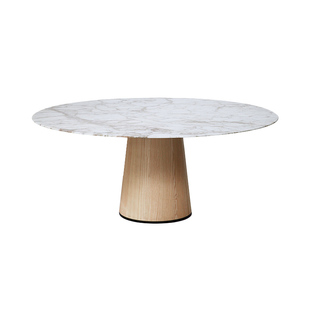 悠云意式轻奢设计圆形餐台意大利进口岩板钢化玻璃餐桌天然大理石