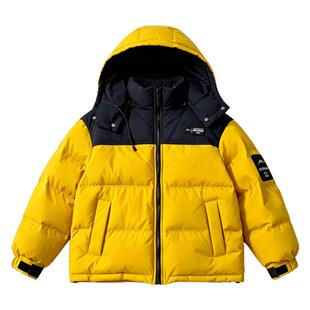 韩国儿童拼色工装羽绒服26冬新款男女童90白鸭绒连帽加厚保暖外套