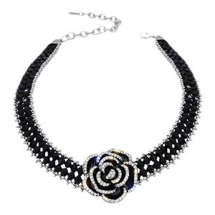 红口袋 法式高级vintage镶钻山茶花小香风颈链项链choker晚宴饰品