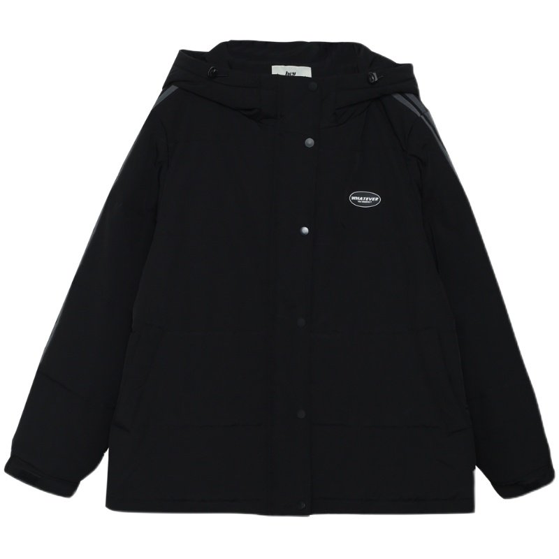 heybona微胖定制 连帽宽松棉服女胖mm大码短款羽绒服冬中长款外套