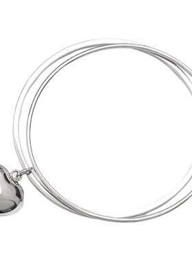 大心形双环手镯纯银小众设计女