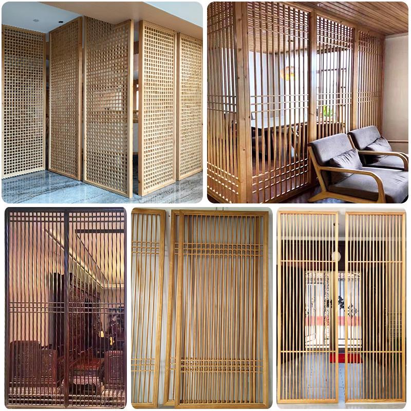 实木格栅屏风隔断客厅玄关镂空新中式吊顶仿古门窗木雕花格栅木作