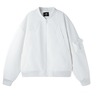 BJHG不计后果美式白色飞行夹克男款秋季潮牌宽松雾面皮情侣外套女
