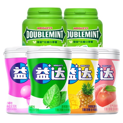 益达口香糖木糖醇56g6瓶装约40粒组合装大瓶装薄荷味口气清新