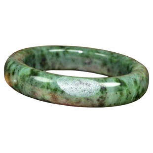 紫润轩新疆和田玉碧玉籽料手镯白加绿飘翠俏色56 5MM留皮传家级