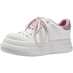 BellaLily春款学院风简约小白鞋女百搭拼色板鞋厚底增高鞋子