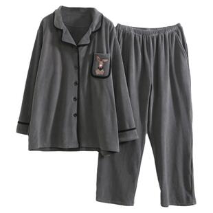 秋冬睡衣女大码德绒胖mm200斤薄绒珊瑚绒中厚款冬季家居服可外穿